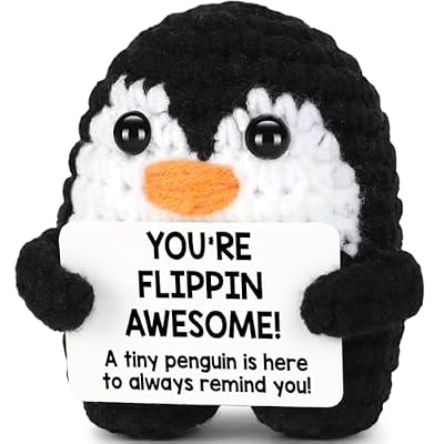 Mini Positive Crochet Penguin Birthday Gifts for Women, Funny Mothers Day Graduation Brithday Gifts for Women Men Boys Girls, Inspirational Appreciation Gifts for Adult Kid Teen Coworker Friend Decor