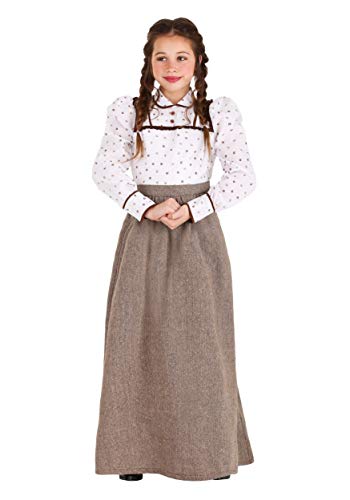 Disfraz de pionera para niñas con blusa estampada y falda