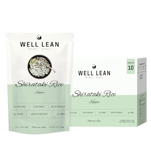Image of Well Lean Shirataki Konjac Rice - 10 Pack - For Quick Dinner Meals, Ideal for Keto, Paleo, and Low Carb Diets - Ready to Eat, Rice Alternative