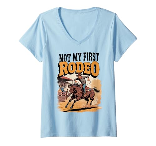 Womens Not My First Rodeo Horse Country Western Vintage Men Women V-Neck T-Shirt