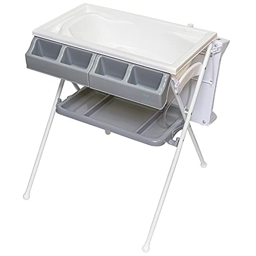 ib style® KOA commode met badkuip | mobiele commode | inklapbaar | 4 decors | My Little Farm Grey - Image 6