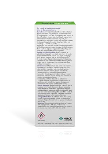 BRAVECTO Topical Solution for Dogs, Flea & Tick, 12 Week Supply, >22-44 lbs., Green Box