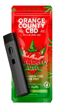 Strawberry Kush 600mg Orange County C.B.D. Pod Desechable Vape Pen Broad Spectrum - 280mAh - 300 Caladas Aprox - Ideal para empezar a vapear - cachimba