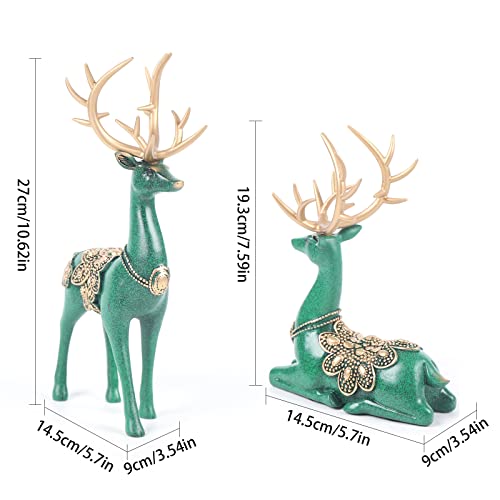 Set 2 Figuras Reno Verde Decoración Navidad Resina miniatura 2