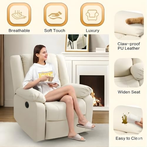Image of Seventh Heaven Phoenix 1 Seater Motorised Recliner | Single Sofa Chair for Living Room Comfort | Ergonomic Design (Leatherette - Bege)