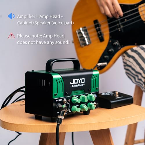Image of JOYO 50W Bass Amp Head Hybrid Tube Preamp with 12AX7, Compressor, 3-Band EQ, FX Loop, Bluetooth & Headphone Output for Bass Practice, Home Studio & Small Gig (Require External Speaker Cabinet) Badass