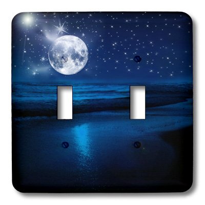 Interrupteur double à bascule pleine lune et plage décor maritime - 3