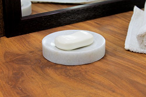 KLEO Natural Stone Soap Dish Soap Holder Bath Accessories for Bathroom, Tub or Wash Basin Accessories (White)