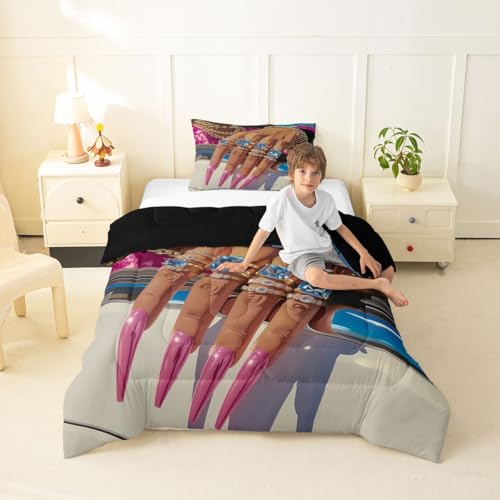 Image of Erosebridal Black Woman Toddler Bedding Set for Girls Teens Afro Magical Comforter Set Soft Microfiber Luxury African American Quilt Black Female Girls Bed Set for Melanin Bedroom Decor, 2 Piece