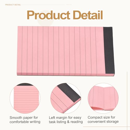 Carnet de poche ligné PATIKIL pour structurer vos notes de bureau roses - 3