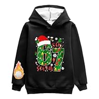 Banxidi Christmas 67 Kids Fleece-Lined Warm Hoodies,Six Seven Christmas Hat Theme Fashion Print Sweatshirt,Comfortable Soft Fabric,Boys Girls Holiday Cold-Weather Essential Black