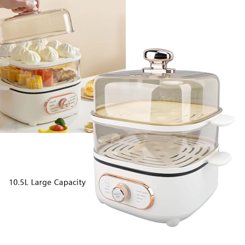 2 Tier Electric Steam Pot, 1200W 10.5L Stackable Multipurpose Cooker Electric Hot Pot 2.5L cooking pot with Steaming Plate for Soup Noodles Oatmeal (US Plug 110V) by Brrnoo - Used condition - Image 3