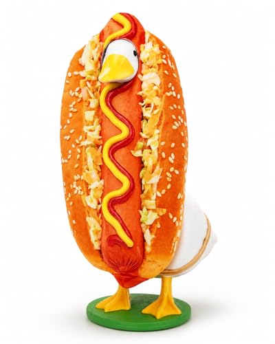 YIGETREE Hot Dog Goose Outfits Porch Lawn Goose Clothes Hot Dog Costume 23 Inch High Statue Outfit for Cement Plastic Porch Geese Lawn Garden Yard Patio Outdoor Statue Art Decorations