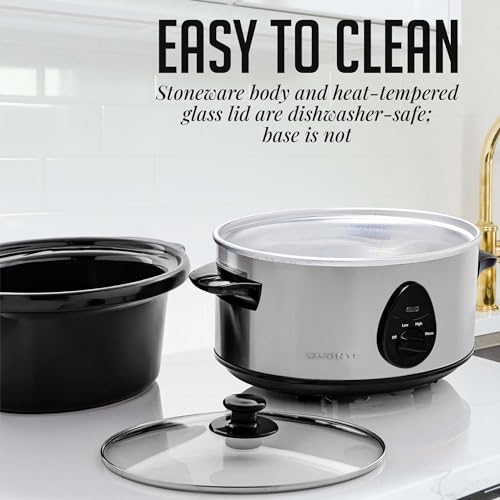image for OVENTE Electric Slow Cooker with 3 Cooking Settings, Dishwasher-Safe S