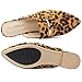 MUSSHOE Mules for Woman Pointed Toe Women's Bukle Mule Flat Slip-on Womens Mules Shoes Casual Fashion Party Work,Leopard Suede 10