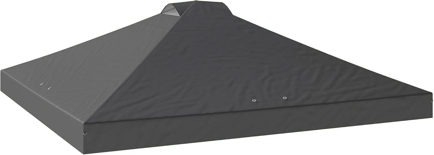 Waterproof Pop Up Gazebo Canopy Replacement Cover 300x300cm with 8 Drainage Holes, Double Vents, Uv Protection for Outdoor Events and Parties Dark Grey