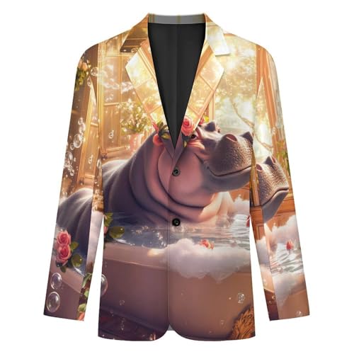 Bathroom Hippo Toilet Mens Blazer Lightweight Sport Coat Two Button Suit Jackets4