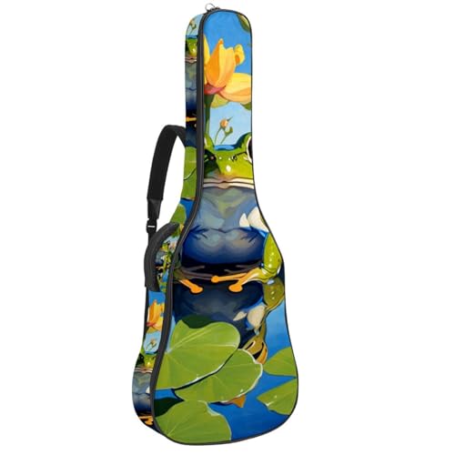 Housse pour guitare acoustique à plusieurs poches motif fleur amusant
