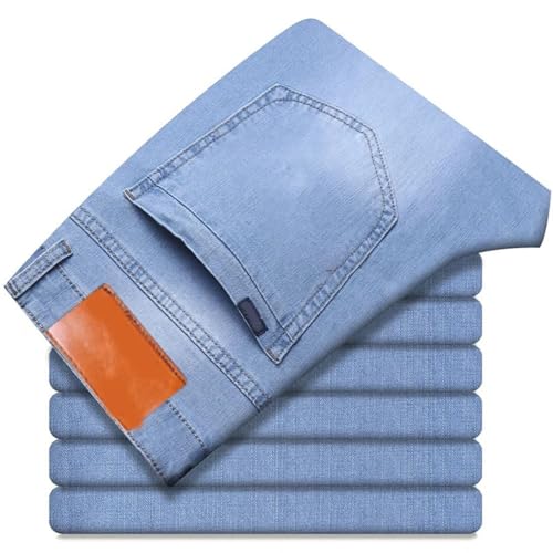 Men's Thin Jeans Summer Style Business Casual Slim Fit Elastic Classic Trousers2