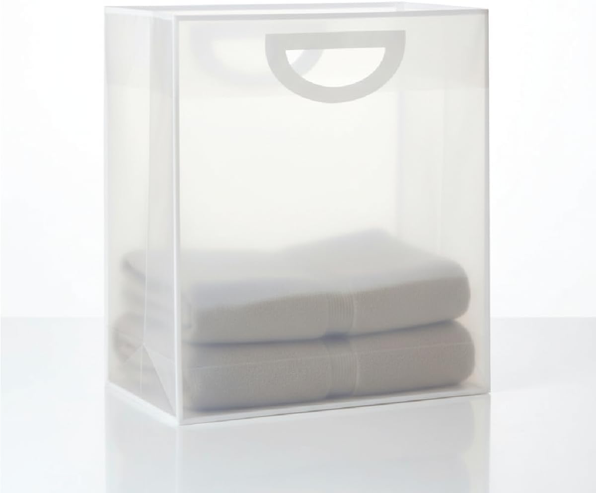 Red Dot Gift® 10-Pack PVC Transparent & White Border Handbag For Baking Packaging 2# Medium (H30*23 * 15cm),Shopping Gift Plastic Bag