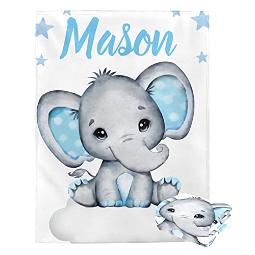 Personalized Baby Blanket With Name Custom Elephant Baby Blankets For Girls Baby Boy Gifts Baby Products Super Soft Blankets For Newborns Nursery Decor Neutral #TOP26