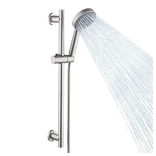 KES Shower Slide Bar Handheld Shower Head with Hose, 5-Function Hand Shower with Wall Mount Slide Bar Set Brushed Finish, F204-BS+KP501B-BN