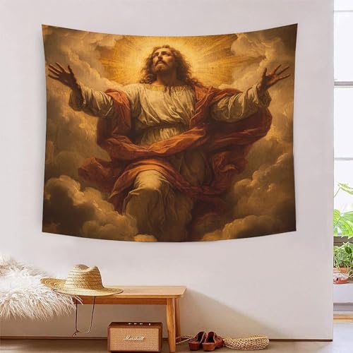 Tapiz de Jesús 3D de 150x200 cm, manta de pared y póster decorativo de poliéster para dormitorio
