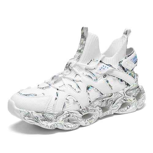 GSIGUL Running Shoes for Men Blade Fashion Sneakers Lightweight Athletic Gym Tennis Walking Casual Shoes White Size 11