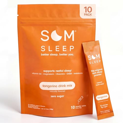 Som Sleep Powder Sleep Aid Adults Melatonin Magnesium Tangerine 10-Pack
