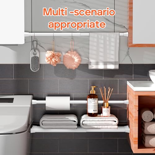 Image of AIZESI White 1pcs Adjustable Spring Curtain Rods for Windows 17 to 26 Inch - No Drilling, Stainless Steel