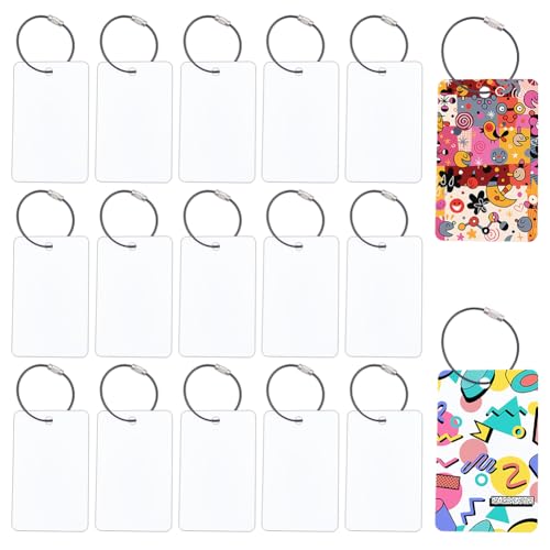 PH PandaHall 30pcs Sublimation Luggage Tag Blanks Travel Bag Tags with 30 Stainless Steel Loop Plastic Suitcase Name Tag Luggage Labels Blank for Backpack Camping Travel Gifts ID Card Decoration