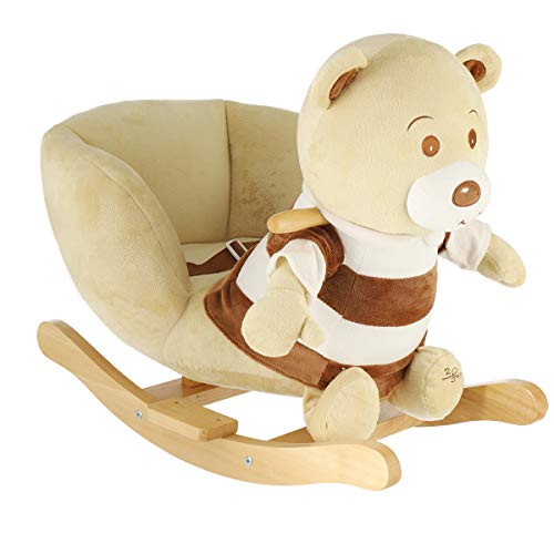 Bieco Plüsch Schaukeltier Bär, braun, Kinder Rocking Horse Schaukelpferd ab 1 Jahr, Sicherheitsgurt und Rückenlehne für…