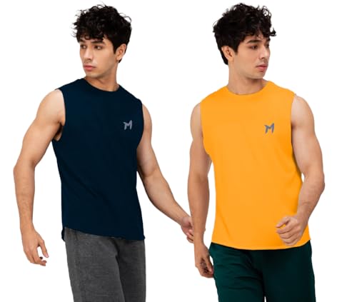 Image of Solid Sleeveless Cotton Regular Fit Mens Stylish Top Tanks Vest T-Shirt (Combo Pack of 2)