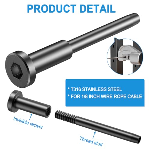 Image of 100Pack T316 Stainless Steel 1 /8 inch Invisible Cable Railing Kit
