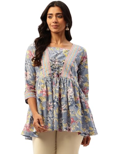 Image of Princess Cut Top for Women - 3 /4 Sleeves with Front Drawstrings (S-XXL)