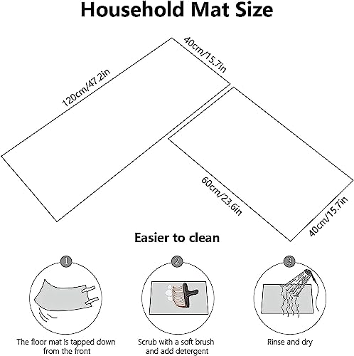 Image of Glaceon Anti Fatigue Kitchen Rug Sets 2 Piece Non Slip Kitchen Mats for Floor Cushioned Kitchen Rugs and Mats Waterproof Comfort Standing Mat Runner for Kitchen,Home Office,Sink,Laundry (Rose MAT)