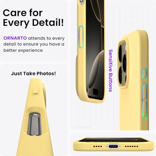 ORNARTO Compatible with iPhone 16 Pro Max Case 6.9", Slim Liquid Silicone 3 Layers Soft Gel Rubber Shockproof Protective Cover with Anti-Scratch Microfiber Lining-Buttercream Yellow by ORNARTO - Used condition - Image 5