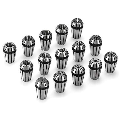 Genmitsu 15PCS ER11 Precision Spring Collet Set for CNC Engraving Milling Lathe Chuck Tool, 1.0mm-7.0mm & 1/4", 1/8" Cover