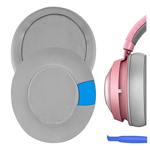 Geekria Sport kylgel öronkuddar för Razer Nari Ultimate, Nari Essential, Kraken Kitty, Kraken Tournament Edition, hörlurar öronkuddar/öronkuddar/öronkuddar, hörlurar öronskydd (grå)