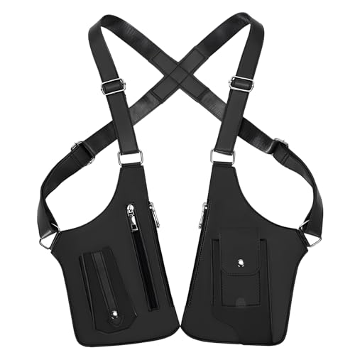 Pawbena Double Shoulder Armpit Bag for Men Anti-Theft Underarm Shoulder Holster Bag with Adjustable Strap Hidden Phone Wallet Pocket for Travel & Daily Commute (Black)