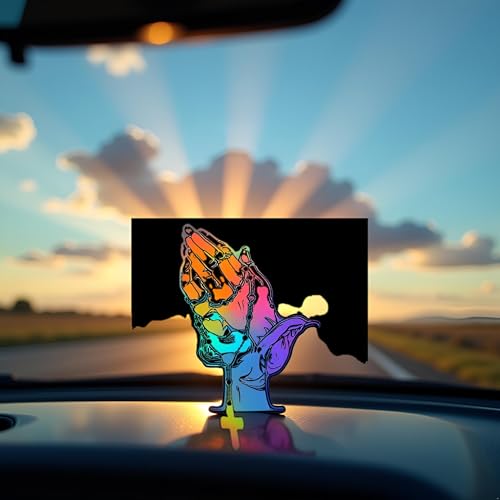 Image of Praying Hand Decal Sticker Religious Bumper Window Window Laptop Rosary Vinyls Sticker Car Styling Decal Praying Hand with Rosary Sticker Decal Coloured(ZS468)