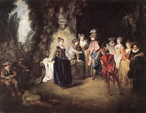Peinture Décorative sur Toile Watteau la Comédie Française aux Finitions Haut de Gamme