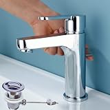 𝗖𝗨𝗘𝗥𝗣𝗢 𝗗𝗘 𝗟𝗔𝗧𝗢𝗡 + 𝗦𝗨𝗣𝗘𝗥𝗙𝗜𝗖𝗜𝗘 𝗖𝗥𝗢𝗠𝗔𝗗𝗔: El cuerpo de esta grifo de lavabo está fabricado en latón H59 de alta pureza. El latón tiene un efecto esterilizante y puede evitar que el agua multiplique las bacterias en ambientes extremadamente fríos; la superficie está cromada para evitar la oxidación y es fácil de limpiar, después de muchos años de uso, aún conserva su nueva condición.