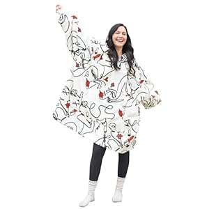 Catalonia Abstract Face Print Oversized Hoodie Blanket Sweatshirt, Wearable Sherpa Giant Pullover for Adults Men Women Teenagers Wife Girlfriend Gift