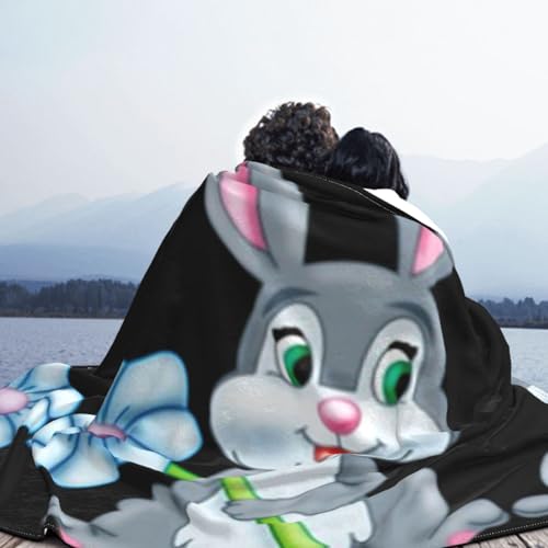 Couverture en flanelle imprimé lapin de Pâques, cadeau idéal et doux
