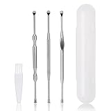 3PCS Ear Pick Earwax Removal Kit, Geengle Ear Care Set, Premium Stainless Steel Ear Curette with Storage Box, a Cleaning Brush Included