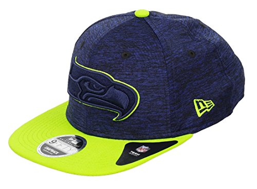 New Era NFL Sports Jersey 9Fifty Snapback Cap Seattle Seahawks Dunkelblau Grün, Size:S/M