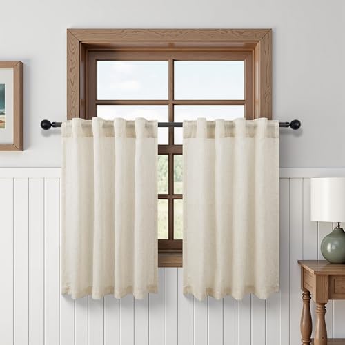 DANCURTON Linen Curtains for Window Modern Kitchen Bedroom Small Windows