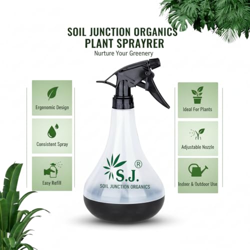 Image of SJ Organics 770ml Spray Bottle for Plants, Compact Water Spray Bottle, Garden with Adjustable Nozzle, Leak-Proof Hand, Multi-Purpose use, Transparent Sprayer for Lawn Garden