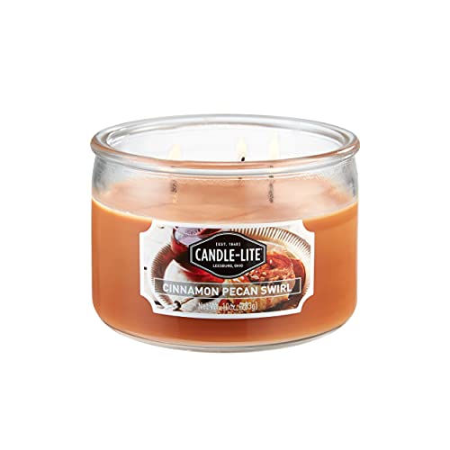 Candle-Lite Scented Candles, Cinnamon Pecan Swirl Fragrance, One 10 Oz. Three Wick Aromatherapy Candle With 20-40 Hours Of Burn Time, Brown Color #TOP11